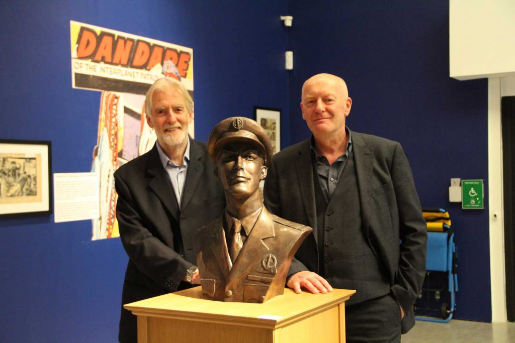 Peter Hampson and Stephen Whittle at the launch of “Frank Hampson – The Man Who Drew Dan Dare” at the Atkinson, Southport. Image courtesy The Atkinson