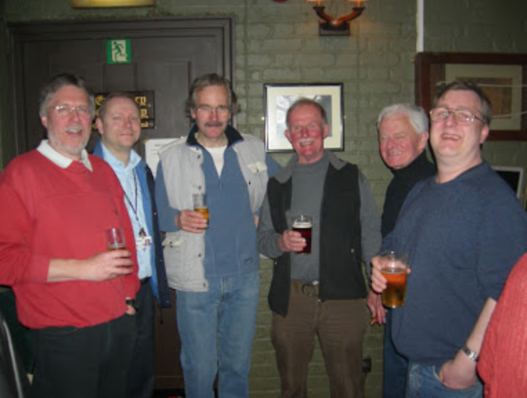 Wilf Prigmore, Peter Wesson, John Stenning, Peter Downer, Jack Cunningham, Steve Holland. Photo taken at Fleetway reunion, 2007. Provided by Wilf Prigmore and used with kind permission