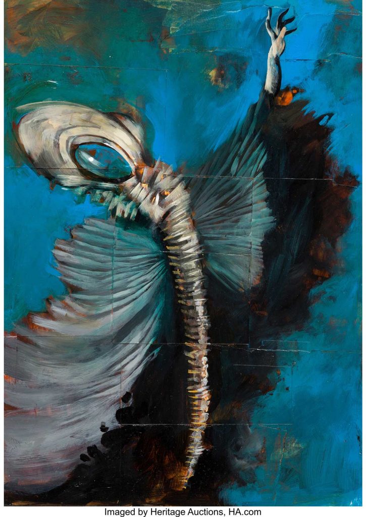 Dave McKean - Sandman Unpublished Painting Original Art (undated). Sandman... Lord Morpheus... Dream of the Endless. This immortal being was the star of Neil Gaiman's smash-hit Sandman. Dave McKean's covers were influential in setting the tone of the book and making it clear that this isn't a cape-and-cowl superhero book... it was a fairy tale for adults.