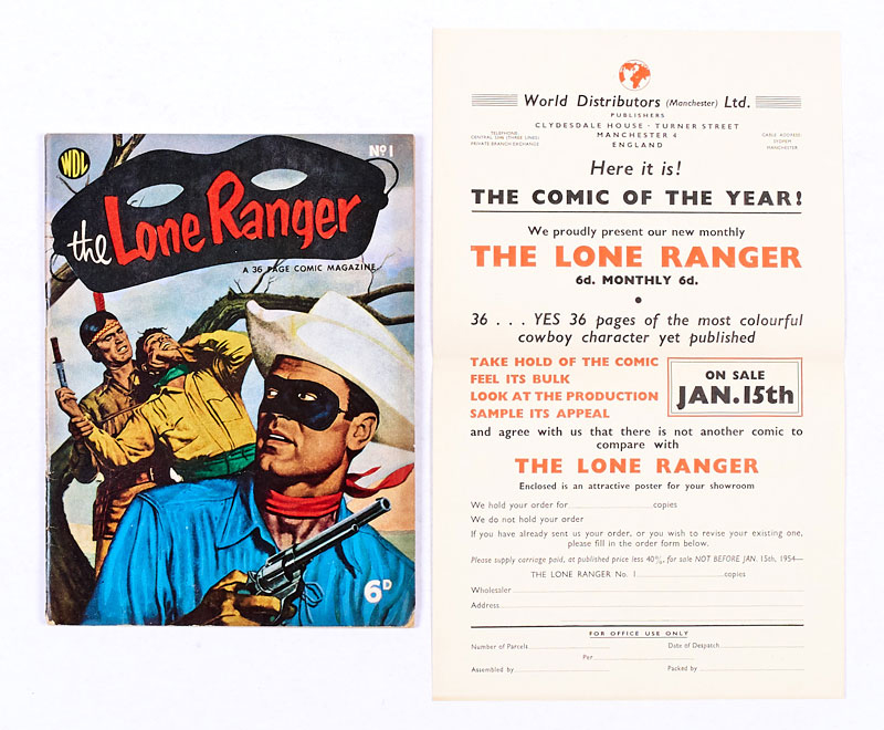 Lone Ranger 1 (WDL 1953) with original WDL newsagents' order form