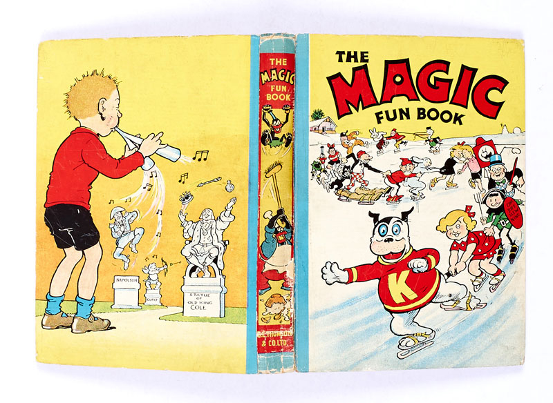 Magic Fun Book 1 (1941). On the cover, Koko leads his Magic FunSkaters. The Peter Piper back cover illustration is by Dudley Watkins.