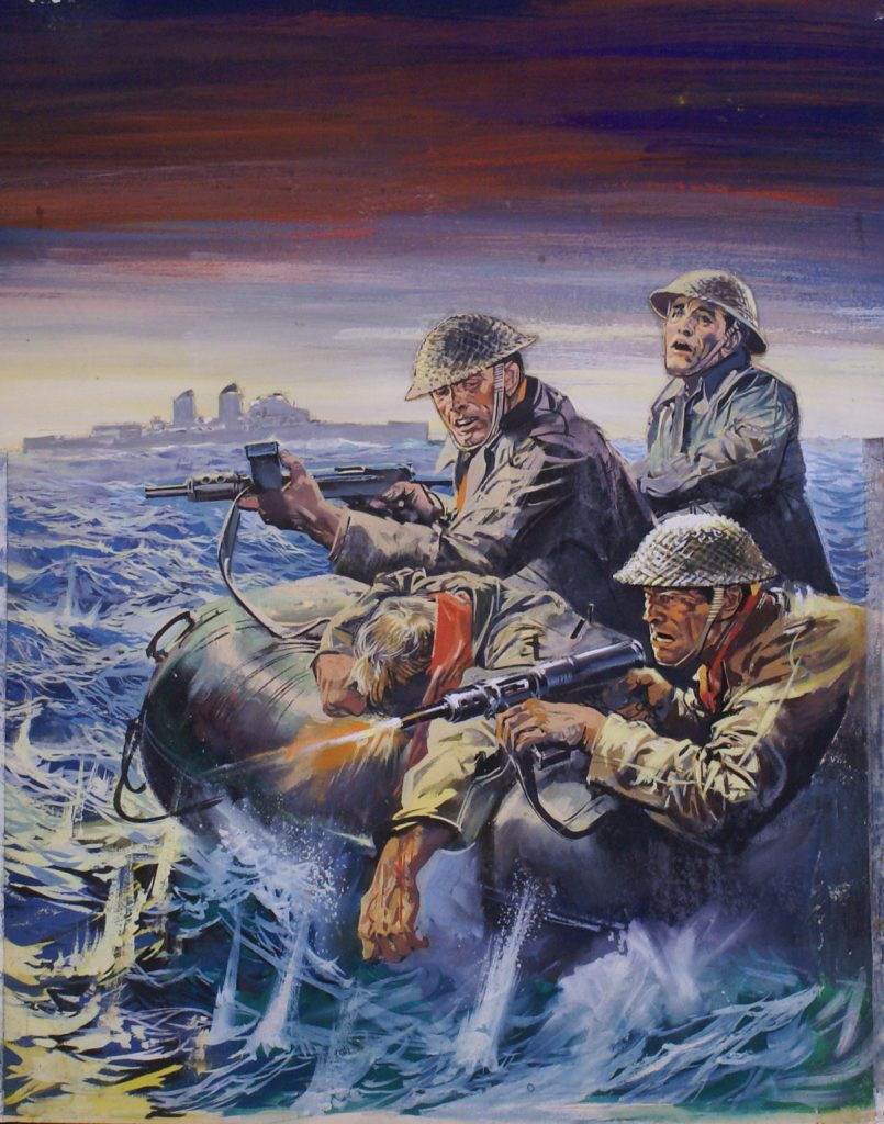 Giorgio De Gaspari's original art for War Picture Library Issue 14, which was adapted by the publisher for final publication