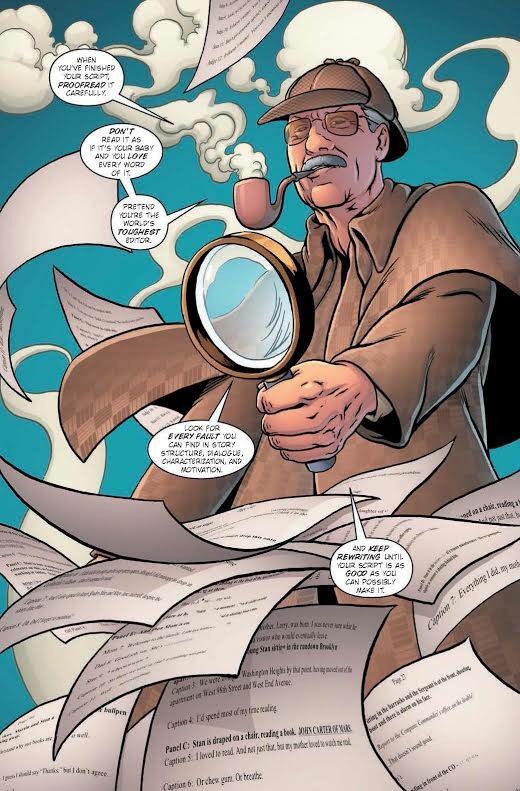 Writing advice from Stan, a page from the Stan Lee graphic biography Amazing, Fantastic, Incredible by Peter David, art by Colleen Doran