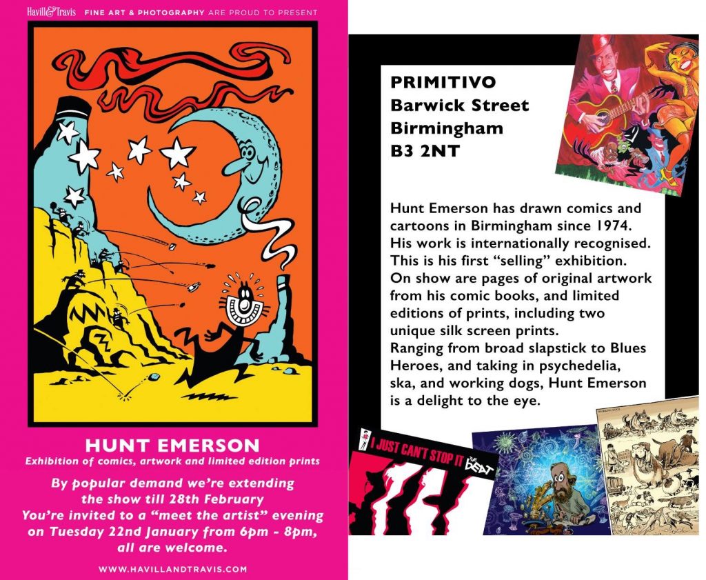 Hunt Emerson 2019 Exhibition - Meet the Artist Flyer