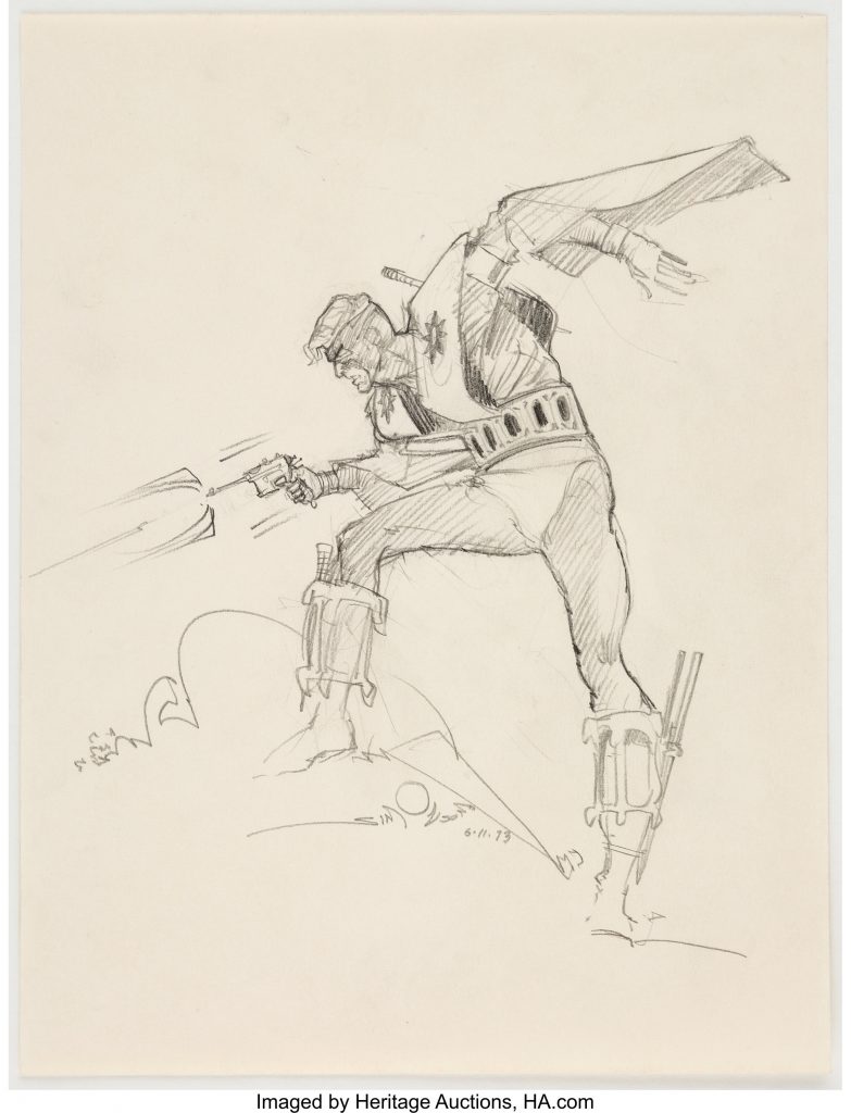 An original Manhunter Sketch Illustration by Walt Simonson (1973)