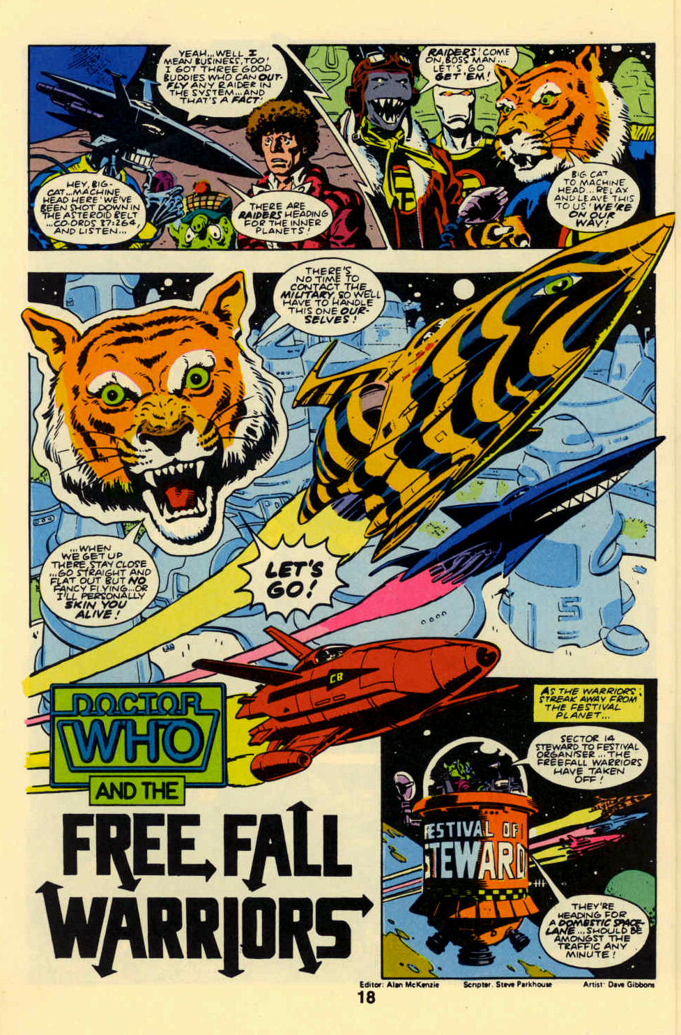 The Freefall Warriors appearance in colour in Marvel Comics US Doctor Who Comic #12, in 1984