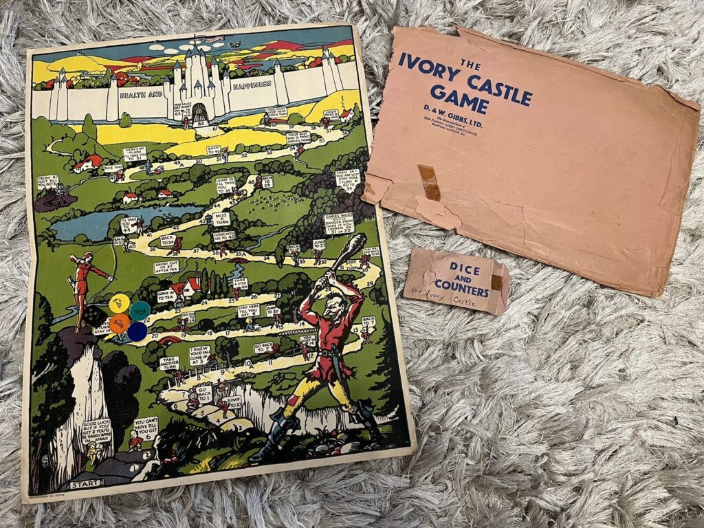 The The Ivory Castle Game produced by D & W Gibbs Ltd, manufacturers of Dentrifrice, in the 1930s