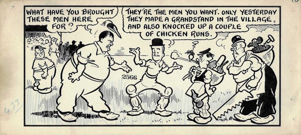 A panel from a "Laurel and Hardy" story for Film Fun published in 1938