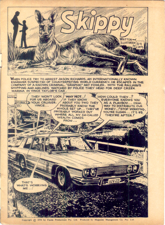 A page from an issue of Magazine Management's short-lived Skippy the Bush Kangaroo Australian title, written and drawn by Keith Chatto