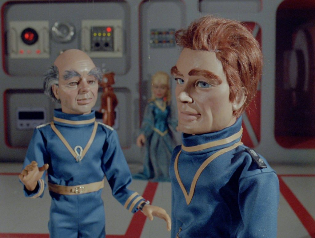 Century 21 Films created "moon Rangers" for the "Apollo" episode of ITV's Endeavour. The puppet on the left is modelled on Inspector Morse creator Colin Dexter. Image: Century 21 Films