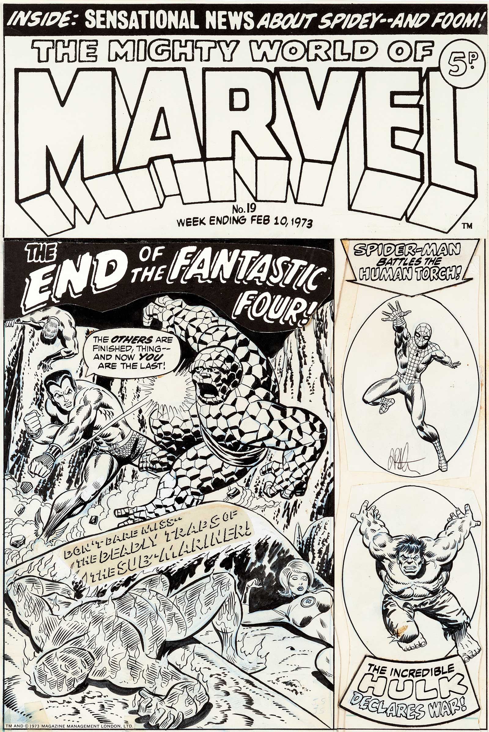 Jim Starlin and Joe Sinnott Mighty World of Marvel #19 Cover Fantastic Four Original Art (Marvel UK, 1973)