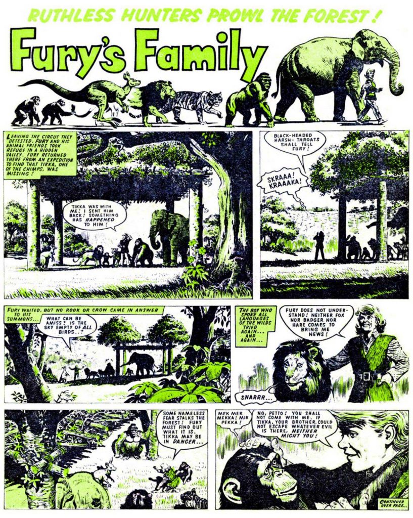 The opening page of "Fury’s Family" from Thunder Issue 11, cover dated 26th December 1970. Art by Denis McLoughlin