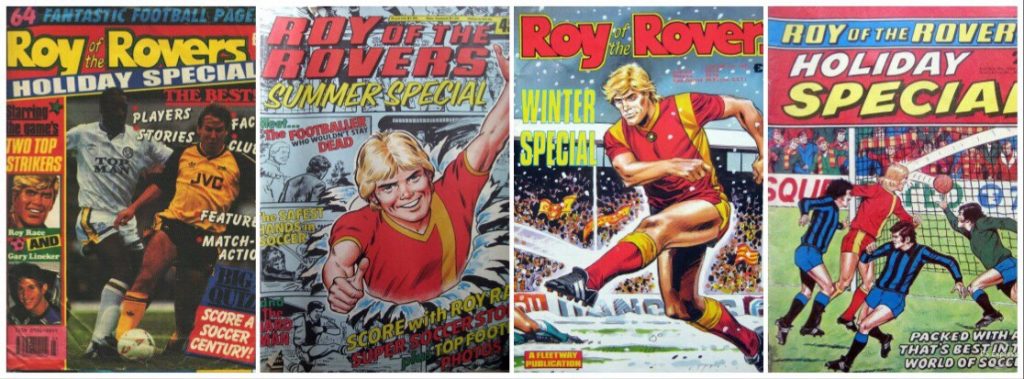 Just some of the many Roy of the Rovers specials released down the years. © Rebellion Publishing Ltd.