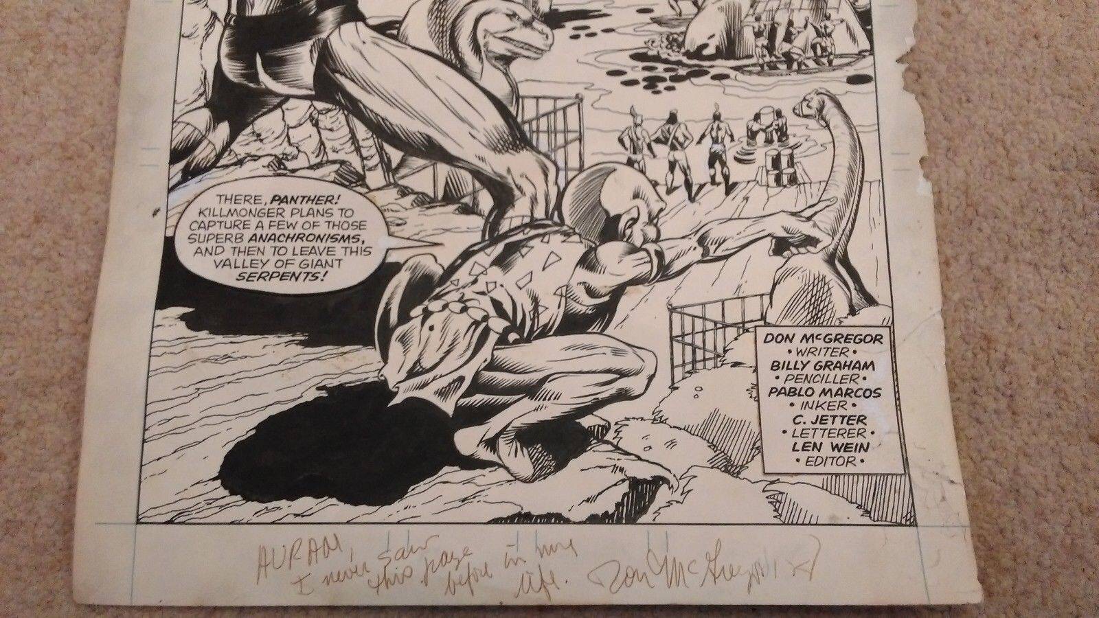 Writer of Jungle Action Don McGregor has also signed the artwork, presumably for a buyer of the page at a later date