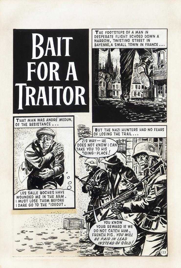 A page from "Bait for a Traitor" drawn by Solano Lopez, an adventure which appeared in a 1967 issue of Fleetway Super Library