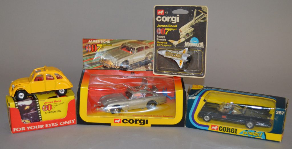 Corgi James Bond and Batmobile toys