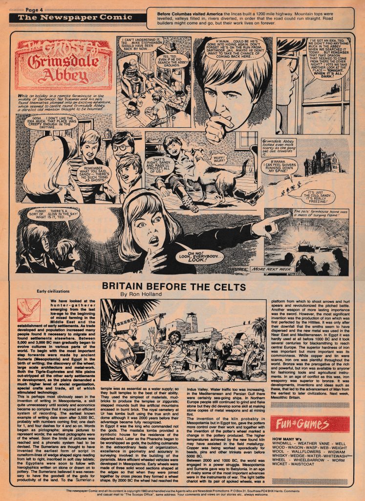 SCOOPS No. 19 cover dated 1st March 1983 Page Four