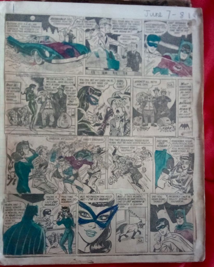 The first five episodes of "Batman and Robin the Boy Wonder" daily comic strips clipped and collected from The Sun newspaper back in June 1966 by 10-year-old Bat-fan John Leslie Sinclair, - who apologises for the added colour by his younger self! 