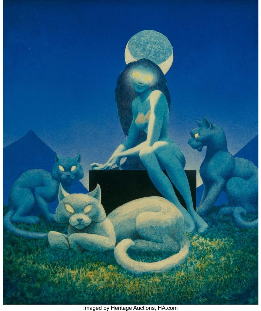Hannes Bok - Dark of the Moon, Fantasy Magazine cover, 1953