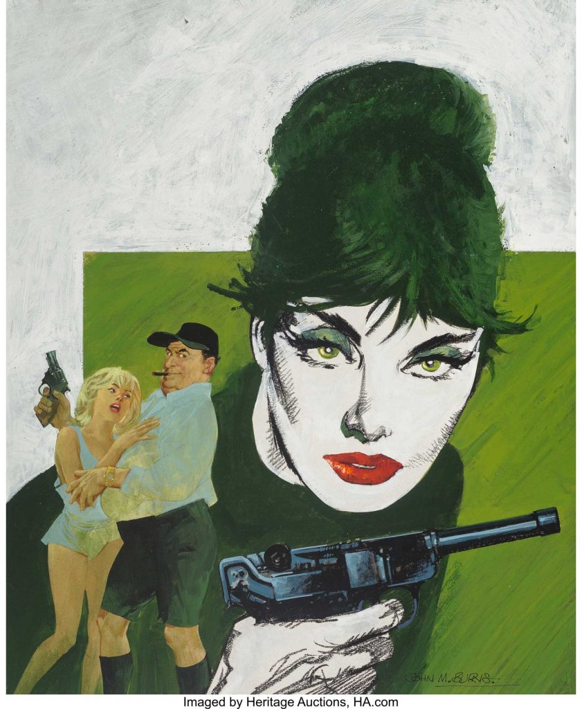 Modesty Blaise: Uncle Happy paperback cover, 1990, by John M. Burns
