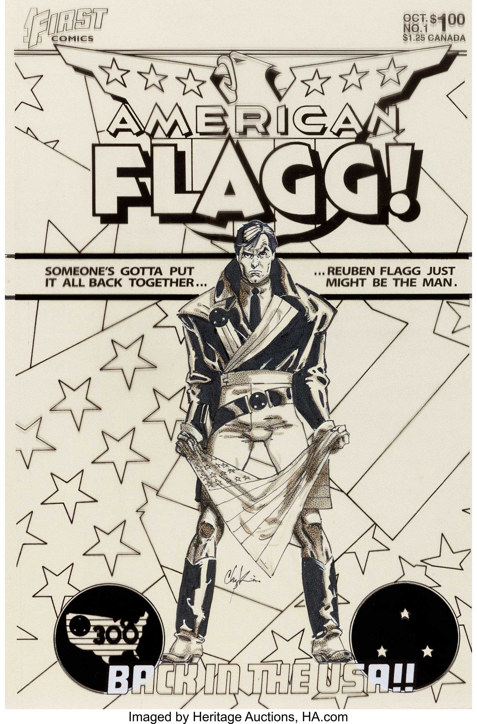 American Flagg! #1 Cover Original Art - Howard Chaykin