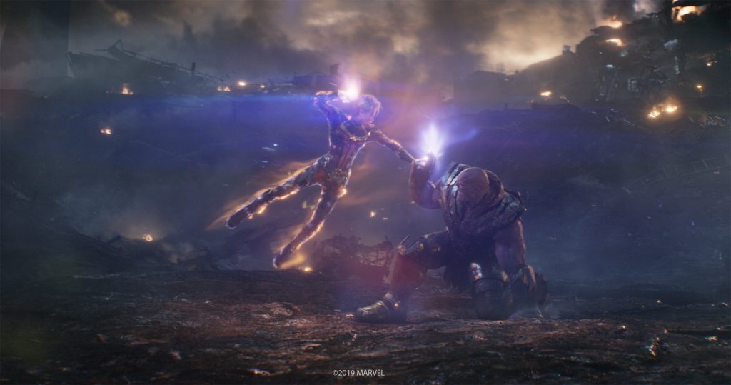 Iron Man battles Thanos. in Avengers: Endgame. Image: Marvel