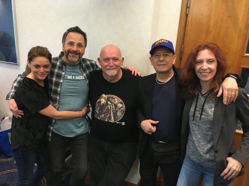 Doctor Who artists and partners at Capitol IV. From left to right, Michelle and Colin Howard, artist Jeff Cummins and Chris  (Christos) Achilleos and Partner Tasha Cornelius. Photo courtesy Colin Howard