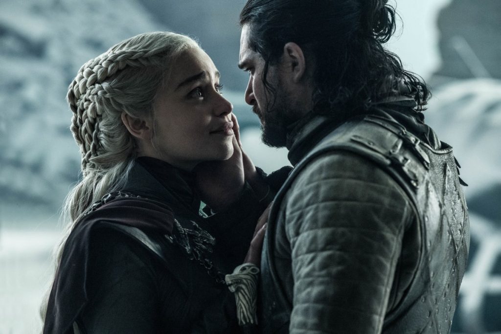 Emilia Clarke and Kit Harington in the finale of Game of Thrones. Image: Helen Sloan/HBO