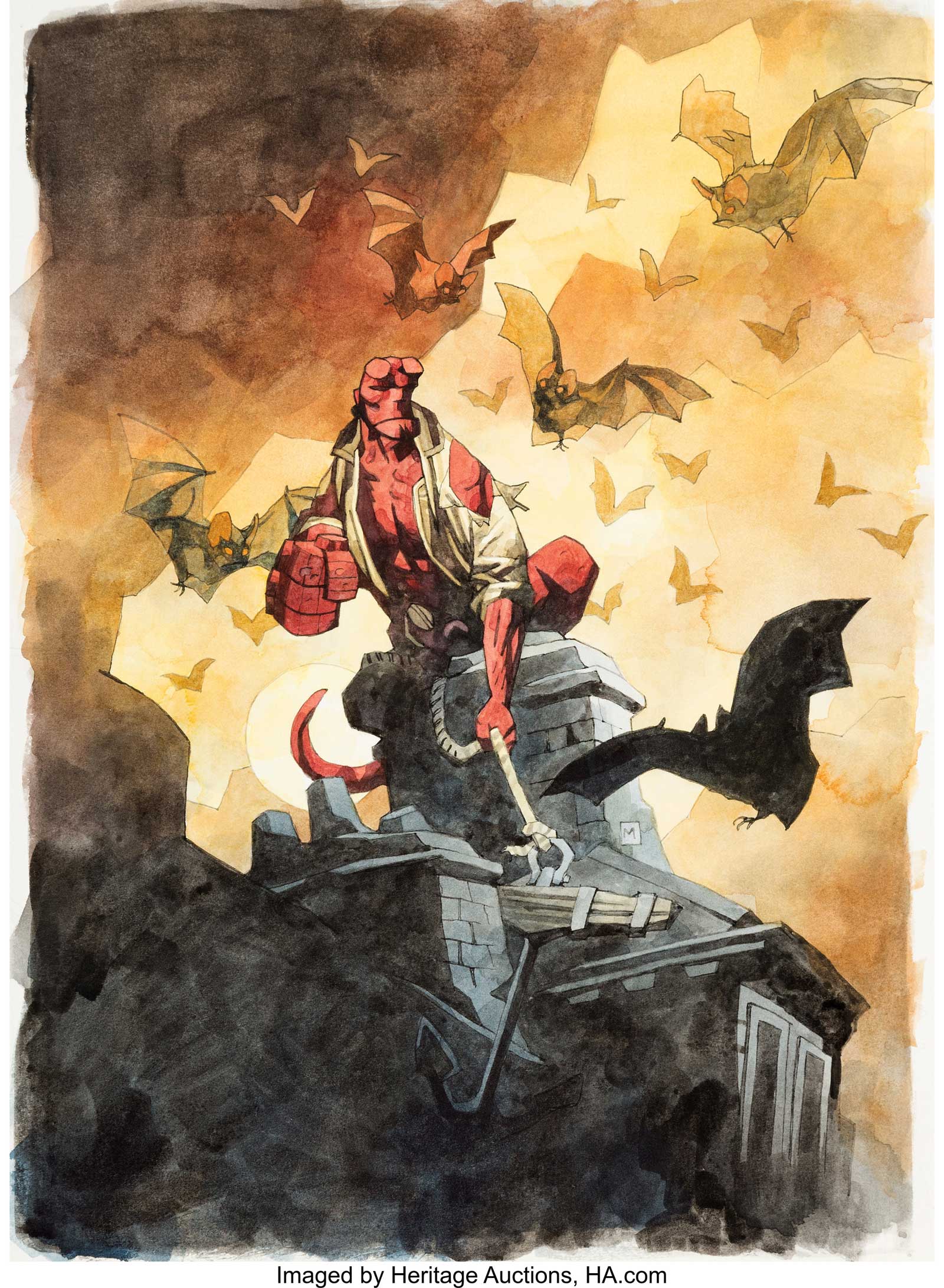 Hellboy: Oddest Jobs Cover Painting by Mike Mignola