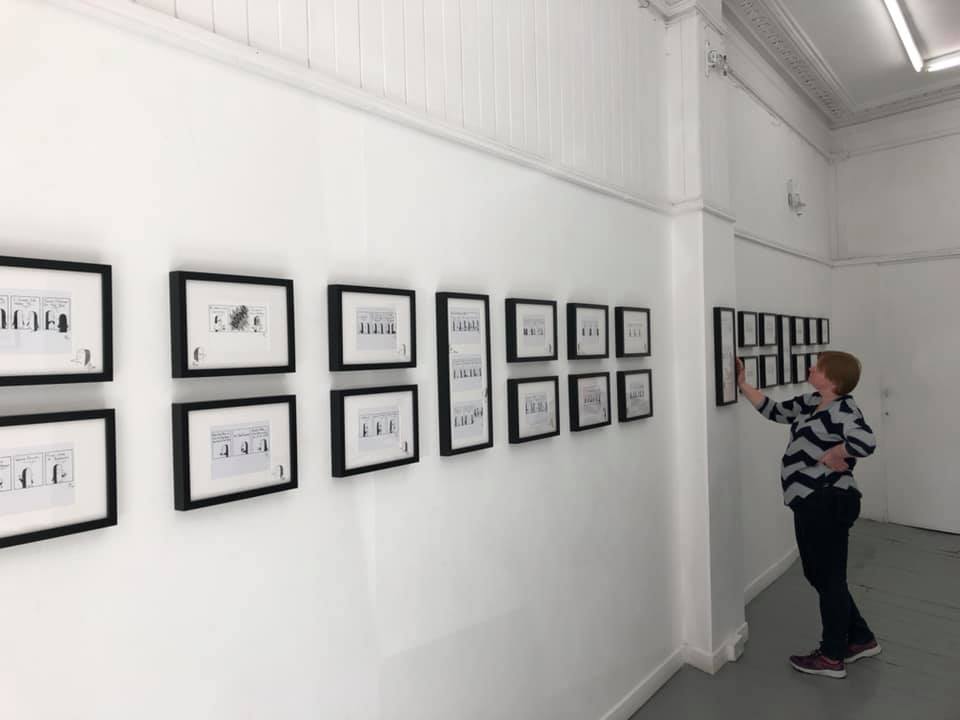 Penned Guin on display at the Whitespace Gallery, Edinburgh. Photo courtesy Alan Henderson