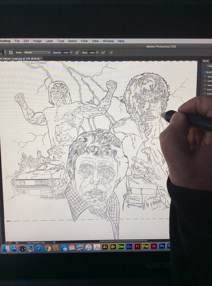 Pete Wallbank at work on his Incredible Hulk cover for INFINITY Issue 20