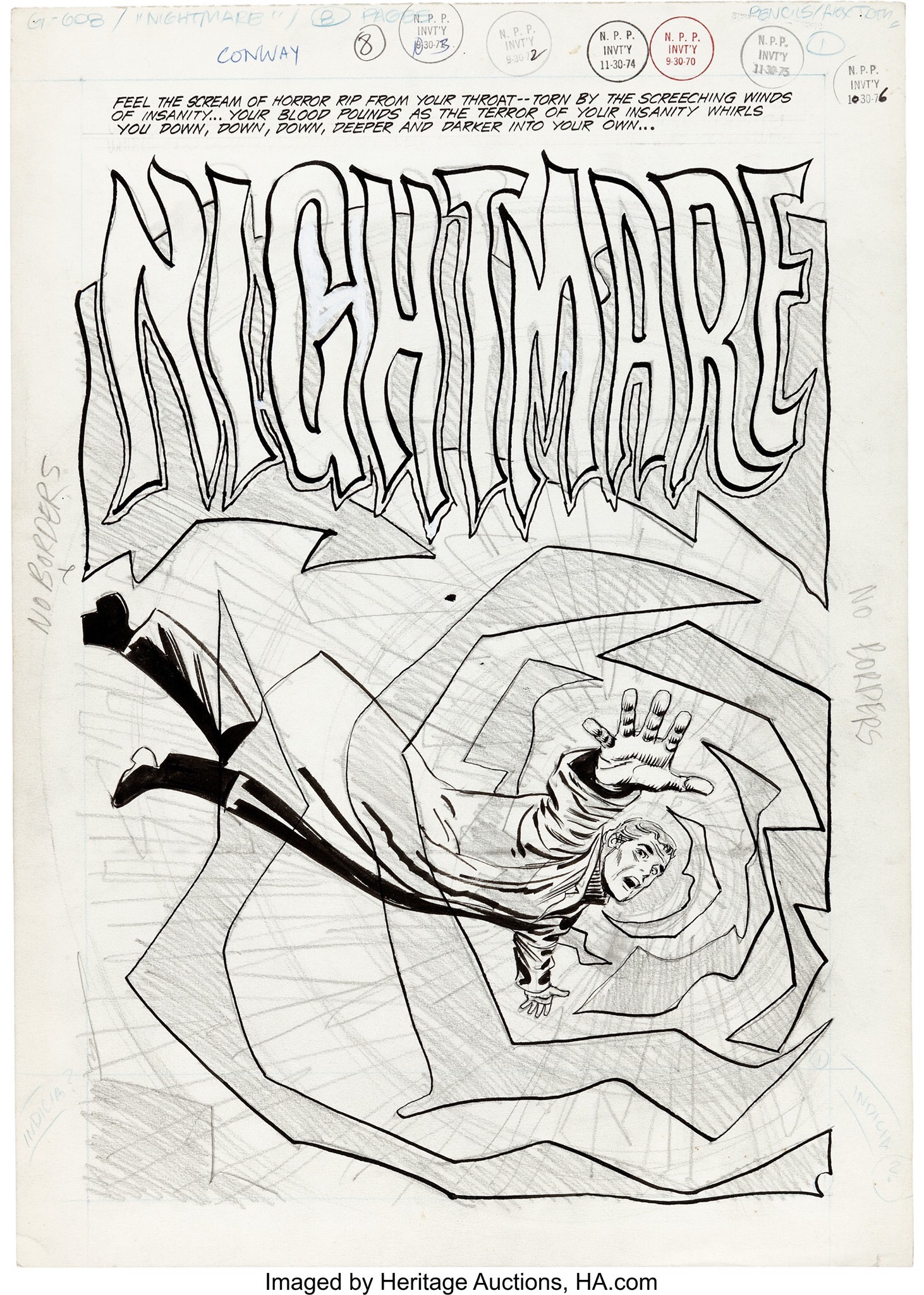 “Nightmare “ by Alex Toth, for DC Comics, 1970. Unpublished 