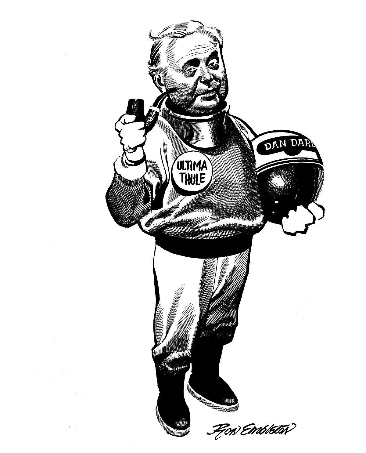 The cover of the 1969 zine Ultima Thule by Ron Embleton, portraying then Prime Minister Harold Wilson as an astronaut
