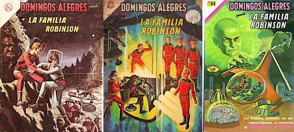 Covers for Domingos Allegres, the first Space Family Robinson series published in Mexico from 1964 onwards
