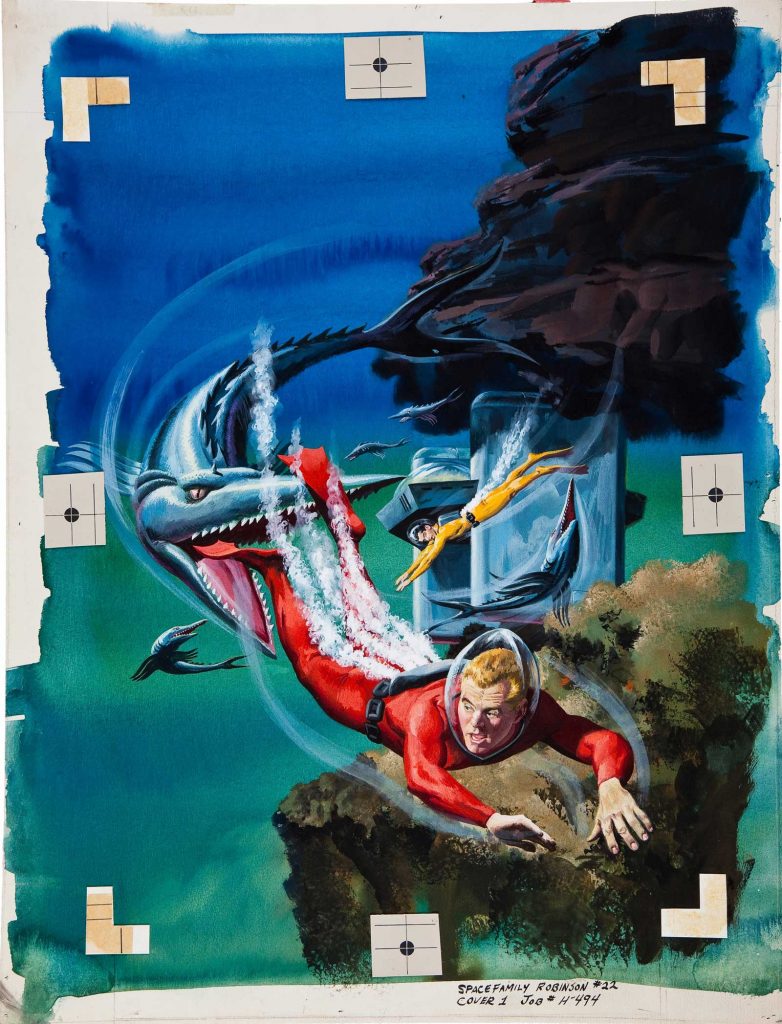 Art by George Wilson for the cover of Space Family Robinson Lost in Space #22 (Gold Key, 1967)