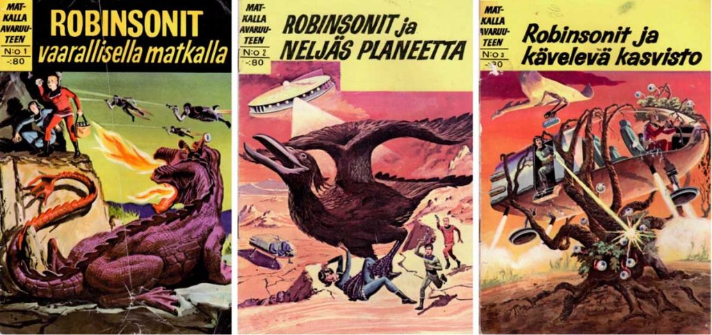 Covers for Finland's Matkalla avaruuteen (#1 - 3), launched in 1967