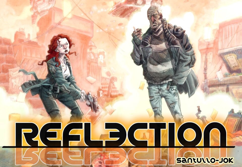 "Reflection" began in Aces Weekly Volume 39. A cop at the top of his game is mysteriously murdered. As the police team investigate, his tough ex-partner, Walsh, seeks the killer in his own uncompromising manner... Now, in the force's Forensics building... © 2019 Jok and Santullo