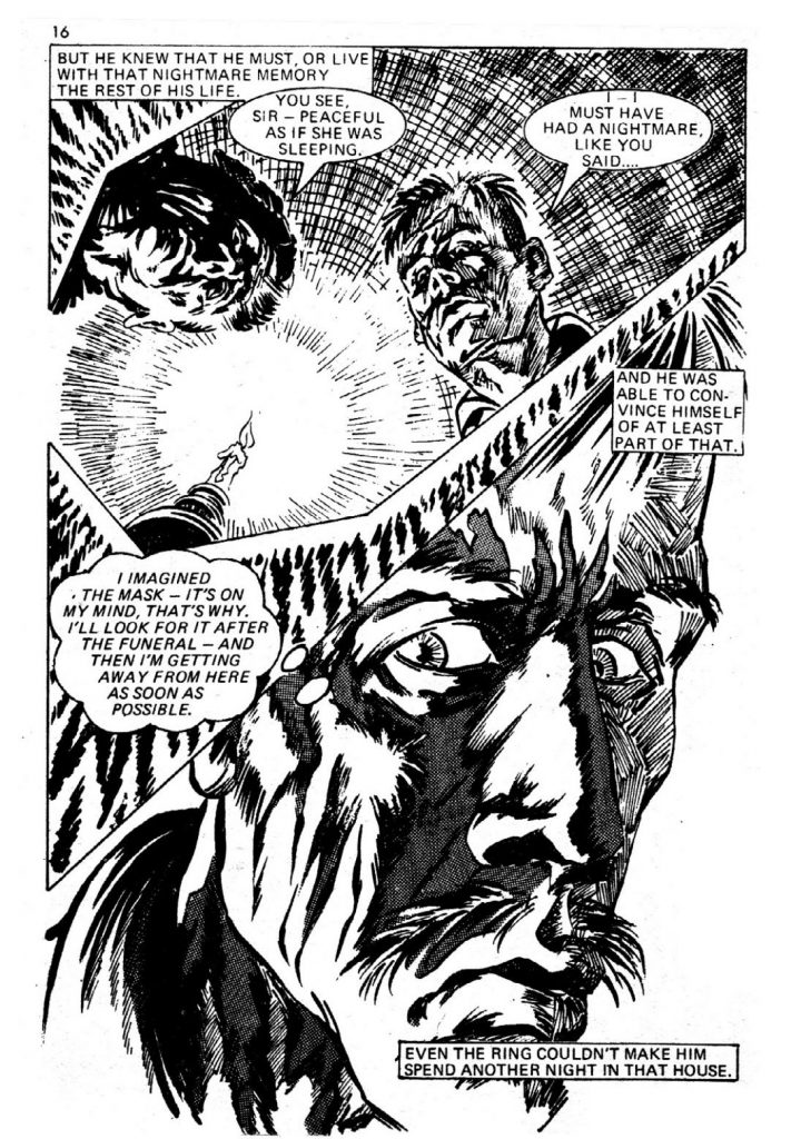 A page from Pocket Chiller Library 49, "The Finger", art by Ian Gibson, published by Thorpe & Porter in the 1970s The Finger