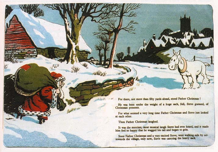 A double-page spread from the 1947 book 'Steve's Christmas Holiday' by Roland Davies (as reproduced by Ashford & Wright in Book & Magazine Collector no.237). With thanks to Phil Rushton