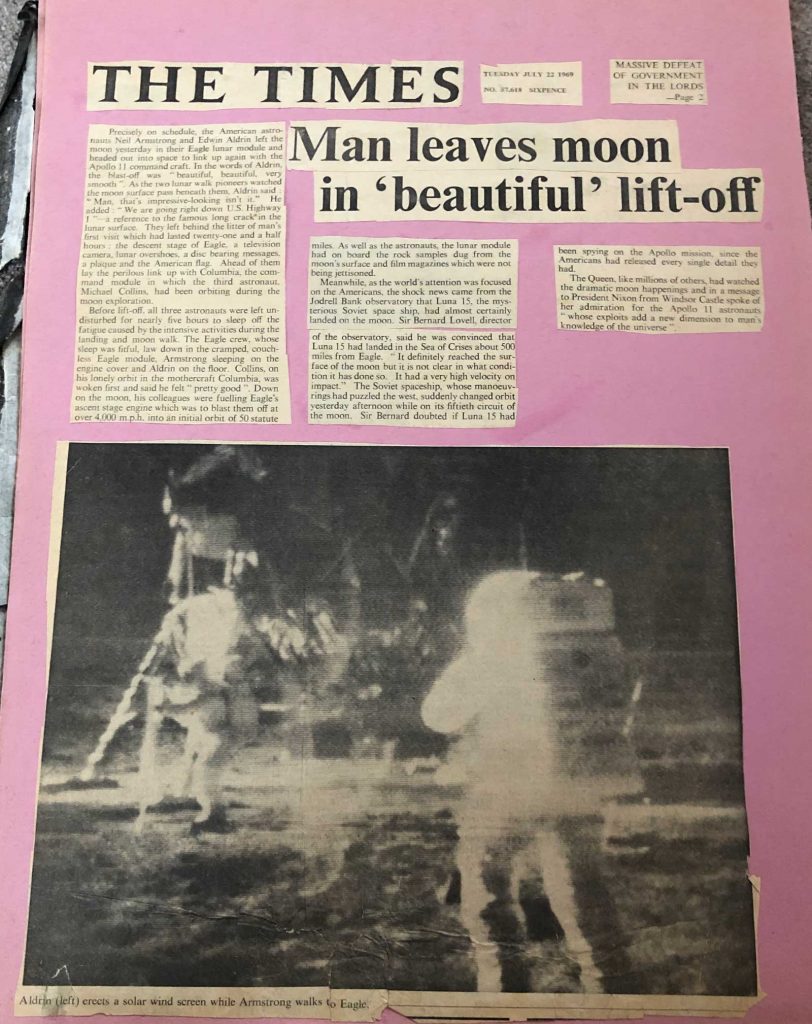 The Times, 22nd July 1969 - Apollo's Eagle leaves the Moon