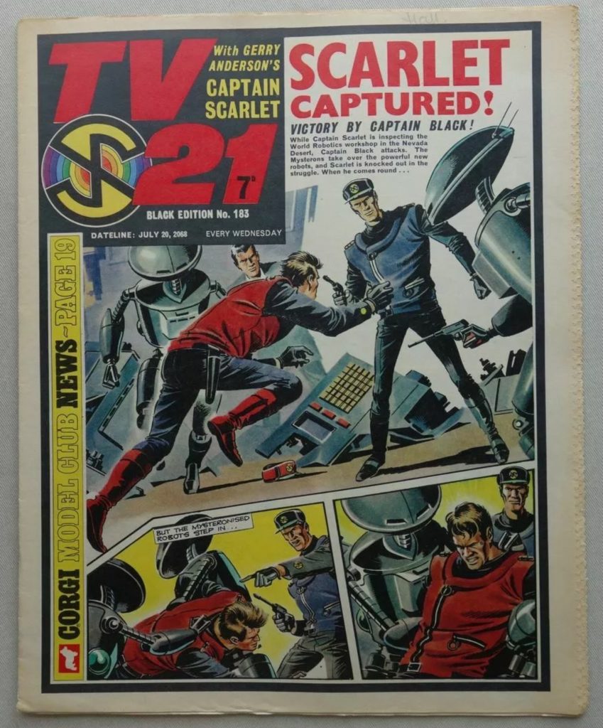 TV21 Issue 183, with a "Captain Scarlet" strip by by Mike Noble on the cover