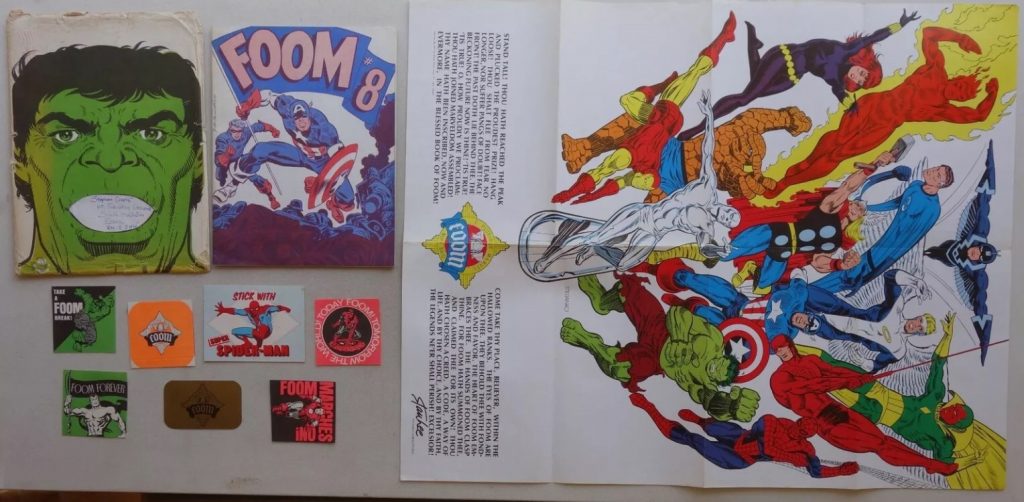 FOOM #8 Marvel Comic Member Pack released in the 1970s, including card, poster and stickers