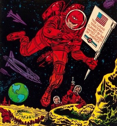 Art by Jack Kirby and Al Williamson for the cover of Race for the Moon, #3, Harvey Comics, 1958
