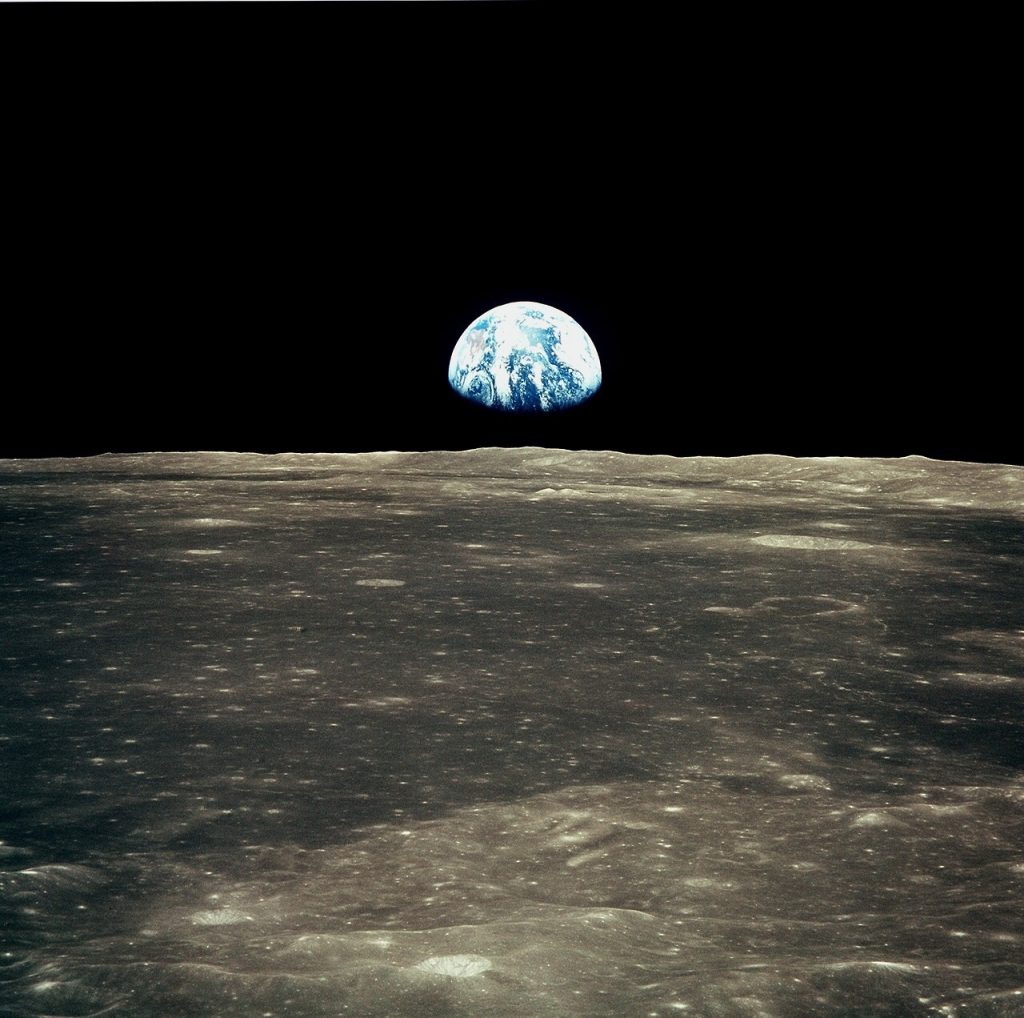 Earth and Moon, photographed during the Apollo 11 mission, July 1969. Image: NASA