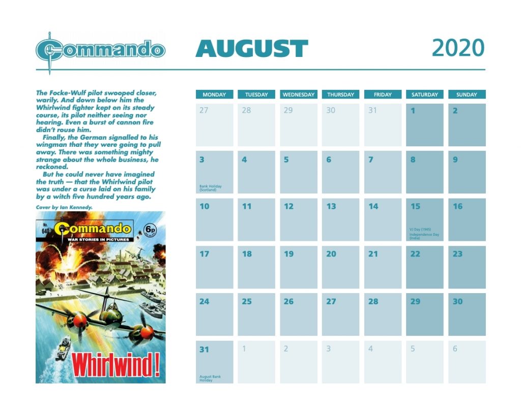 Commando Comics Calendar 2020 - Sample