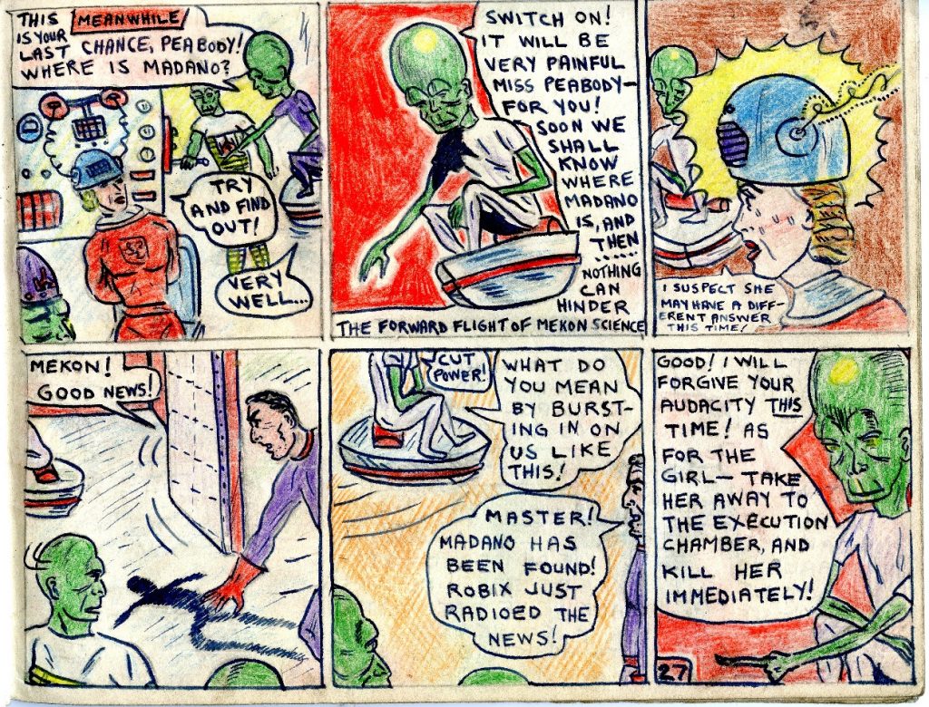 A page from Philip Harbottle's comic strip adaptation of "The Adventures of Dan Dare -The Guided Missiles Menace"