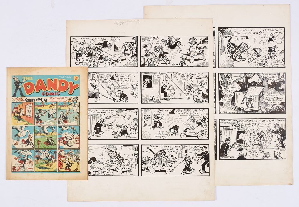 Our Gang original double-page artwork (1939) by Dudley Watkins from The Dandy No 67, March 11 1939