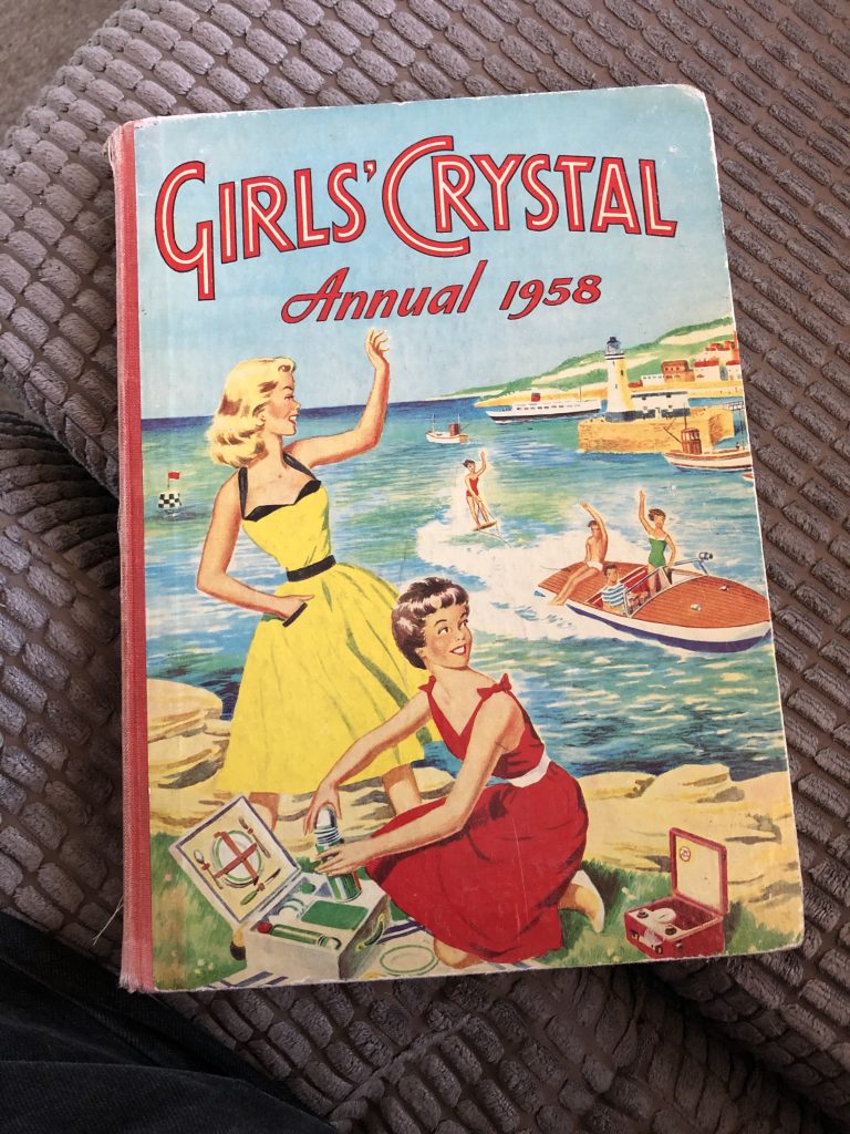 John Armstrong provided the cover for the 1958 Girls' Crystal Annual, as well as one an spread