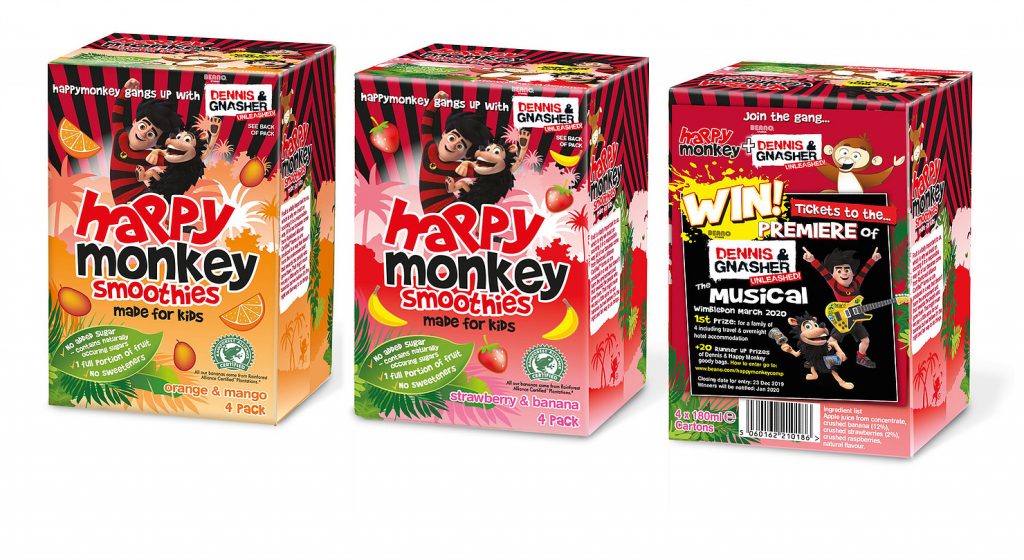 Happy Monkey Drinks'  Dennis and Gnasher: Unleashed! drink cartons