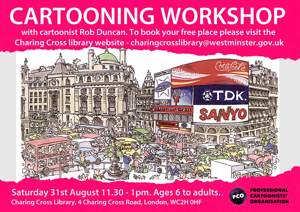 Cartoon Drawing Workshop - Saturday 31st August, 11.00am to 12.30pm